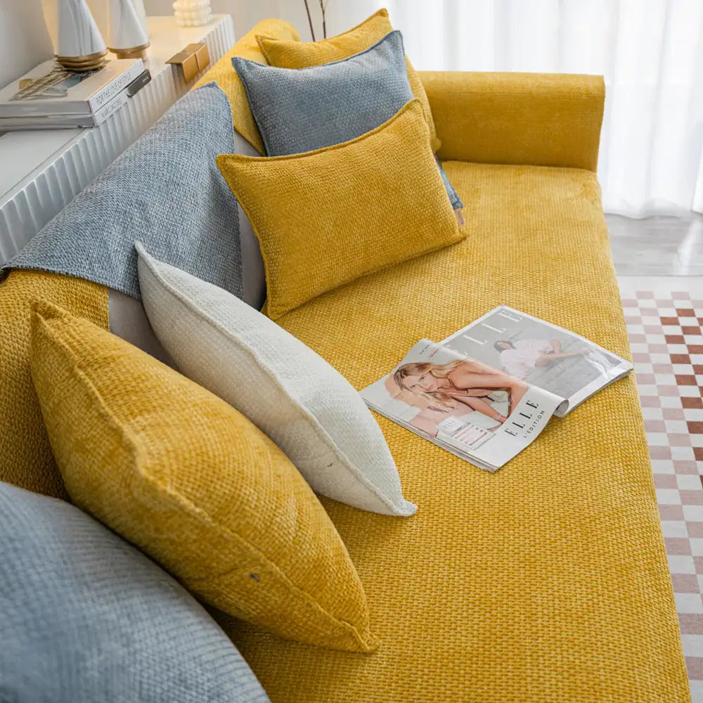 Velvet tejido de nube gruesa cubierta de sofá sin deslizamiento resistente a los rasguños