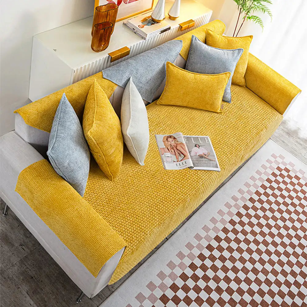 Velvet tejido de nube gruesa cubierta de sofá sin deslizamiento resistente a los rasguños