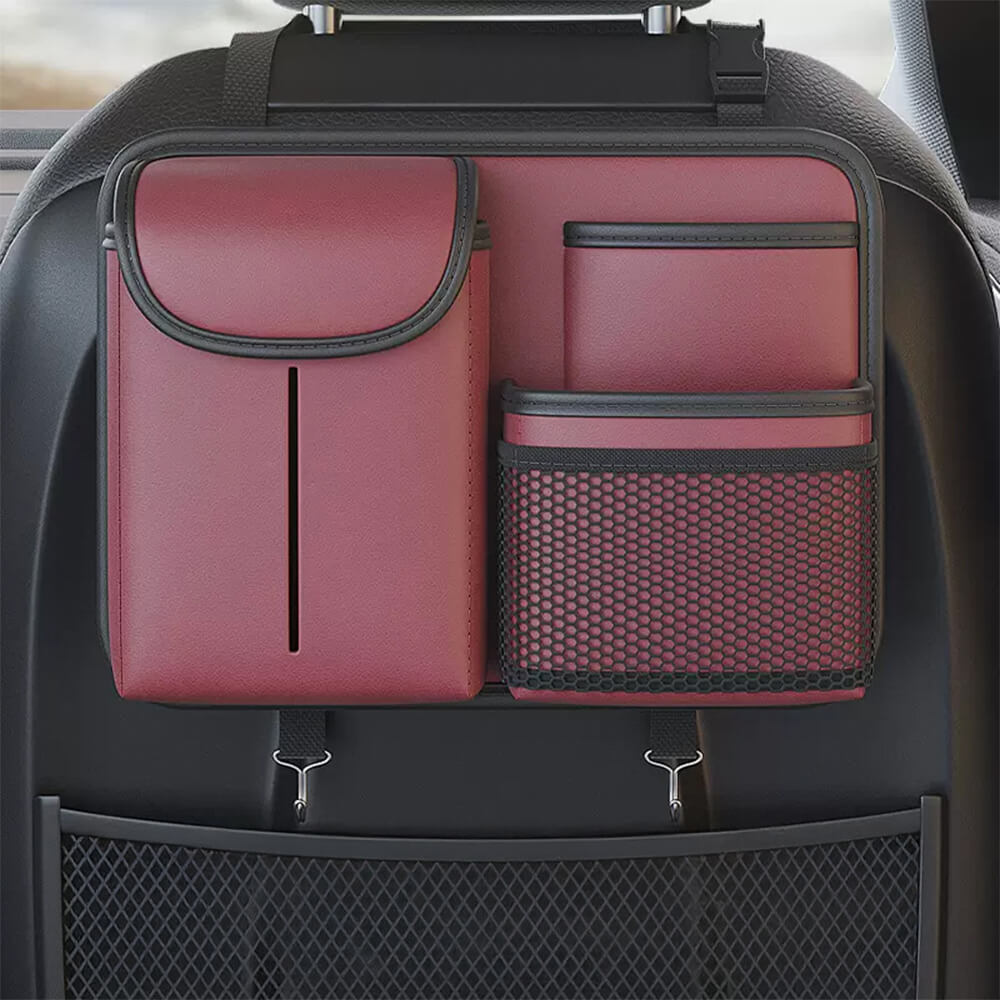 Compact Car Seat Back Organizer with Tissue Holder