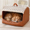 Cozy Cabin Portable Semi-Enclosed Dog Bed with Roof Warming And Durable
