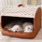 Cozy Cabin Portable Semi-Enclosed Dog Bed with Roof Warming And Durable