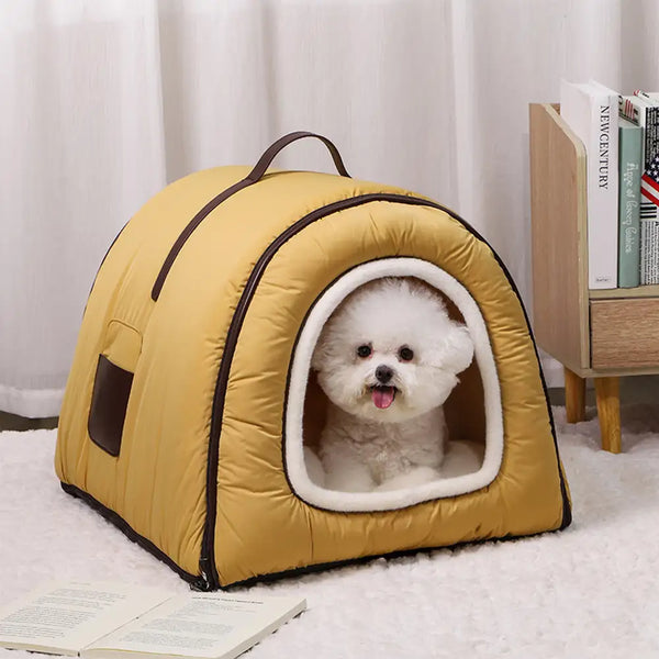Cozy Enclosed Water-Repellent Washable Cat Cave Deep Sleep Dog Bed