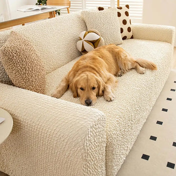 Cream Style Seersucker Breathable Stretchy Full-Coverage Magic Couch Cover