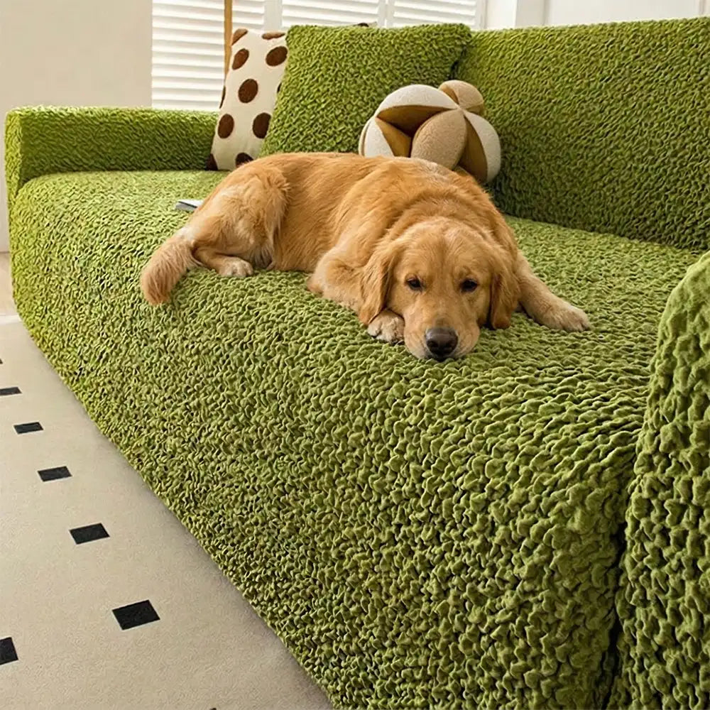 Cream Style Seersucker Breathable Stretchy Full-Coverage Magic Couch Cover