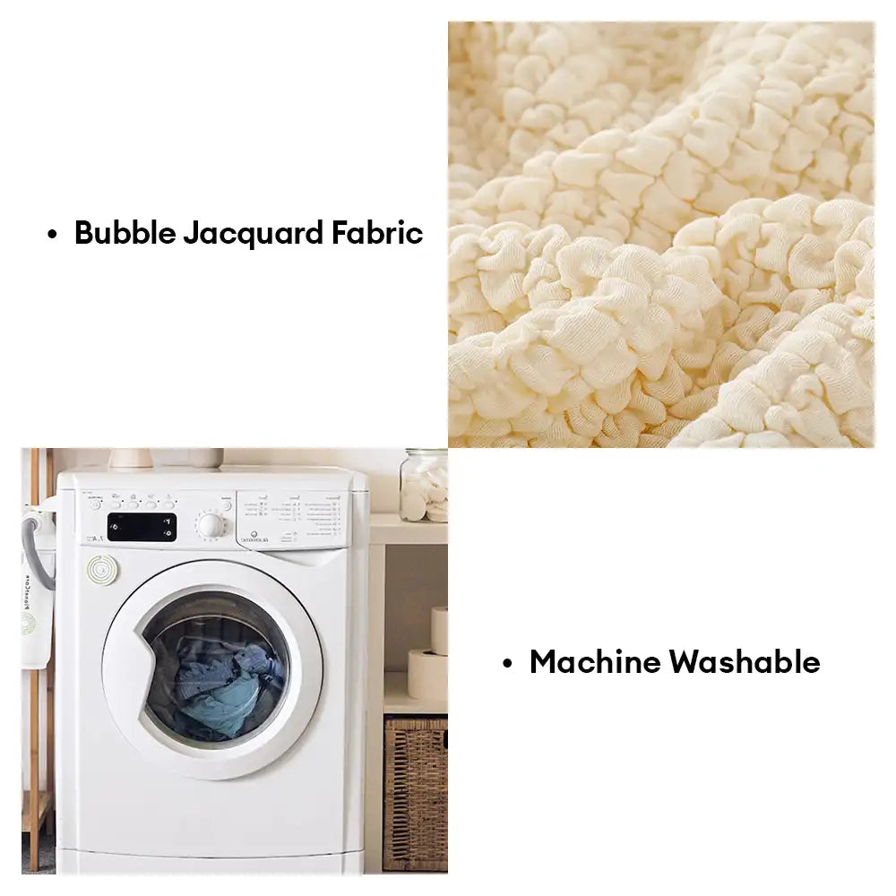 Cream Style Seersucker Breathable Stretchy Full-Coverage Magic Couch Cover