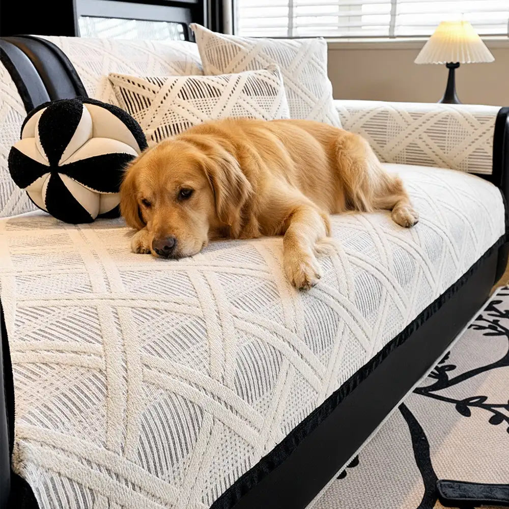 Creative Plaid Pattern Anti-Cat Scratch And Non-Slip Couch Cover - Suitable For All Seasons