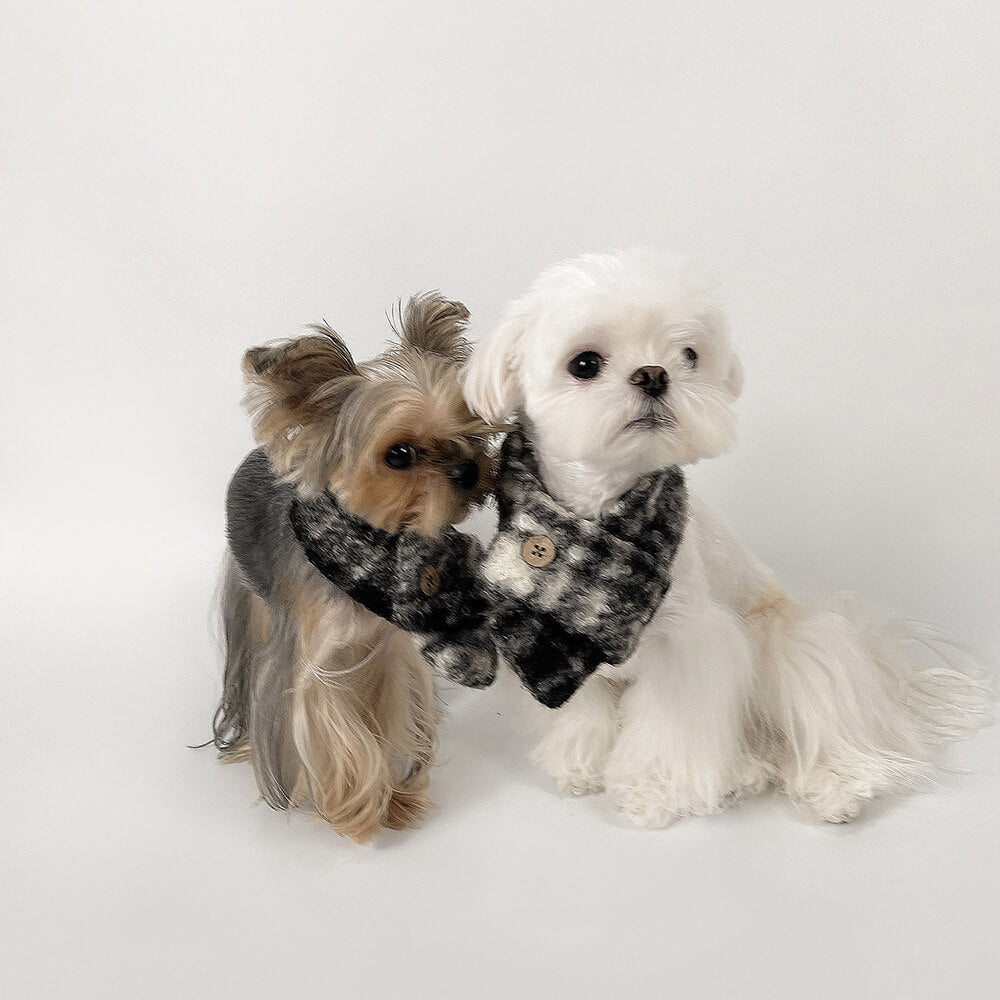 Fashionable Plaid Color Block Plush Warm Pet Scarf