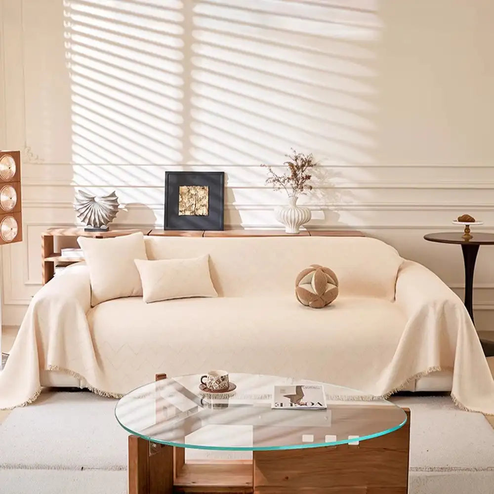 Faux Linen Scratch-Resistant Furniture Protector Sofa Blanket Couch Cover