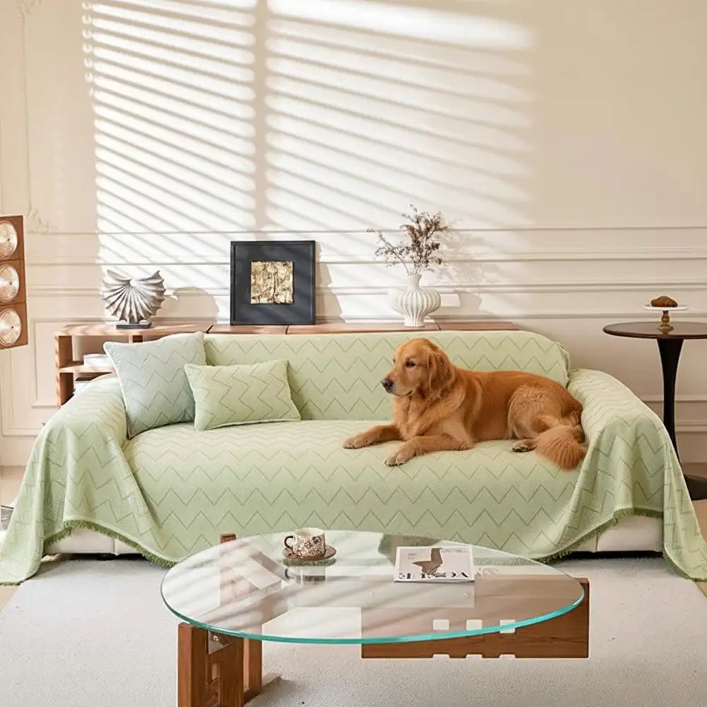 Faux Linen Scratch-Resistant Furniture Protector Sofa Blanket Couch Cover