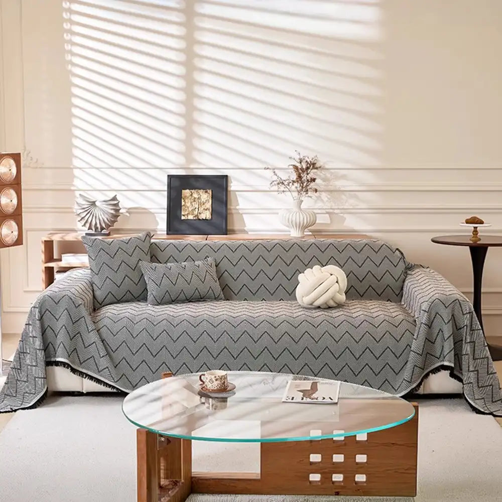 Faux Linen Scratch-Resistant Furniture Protector Sofa Blanket Couch Cover