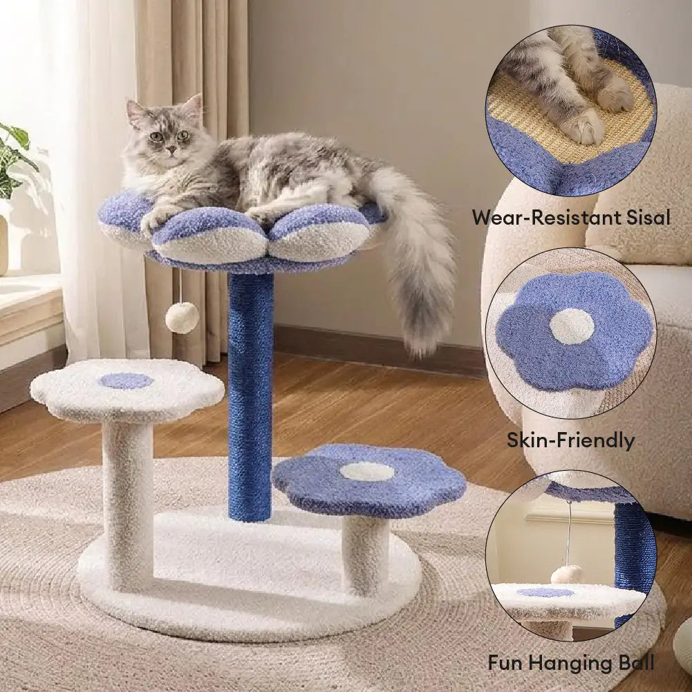 Flower Multi-Level Sisal Scratching Post Cat Tree