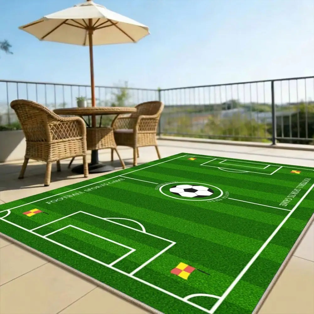 Football Field Pattern Scratch-Resistant Non-Slip Carpet