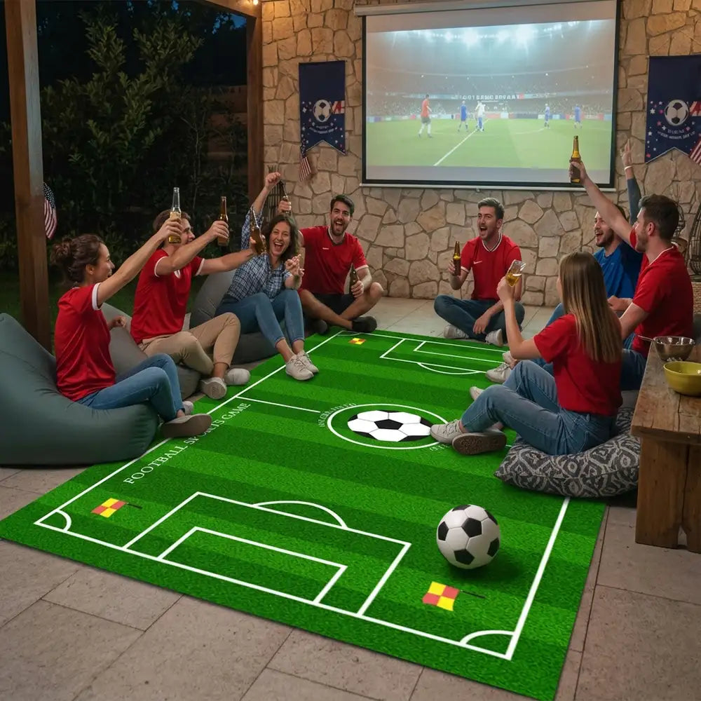 Football Field Pattern Scratch-Resistant Non-Slip Carpet