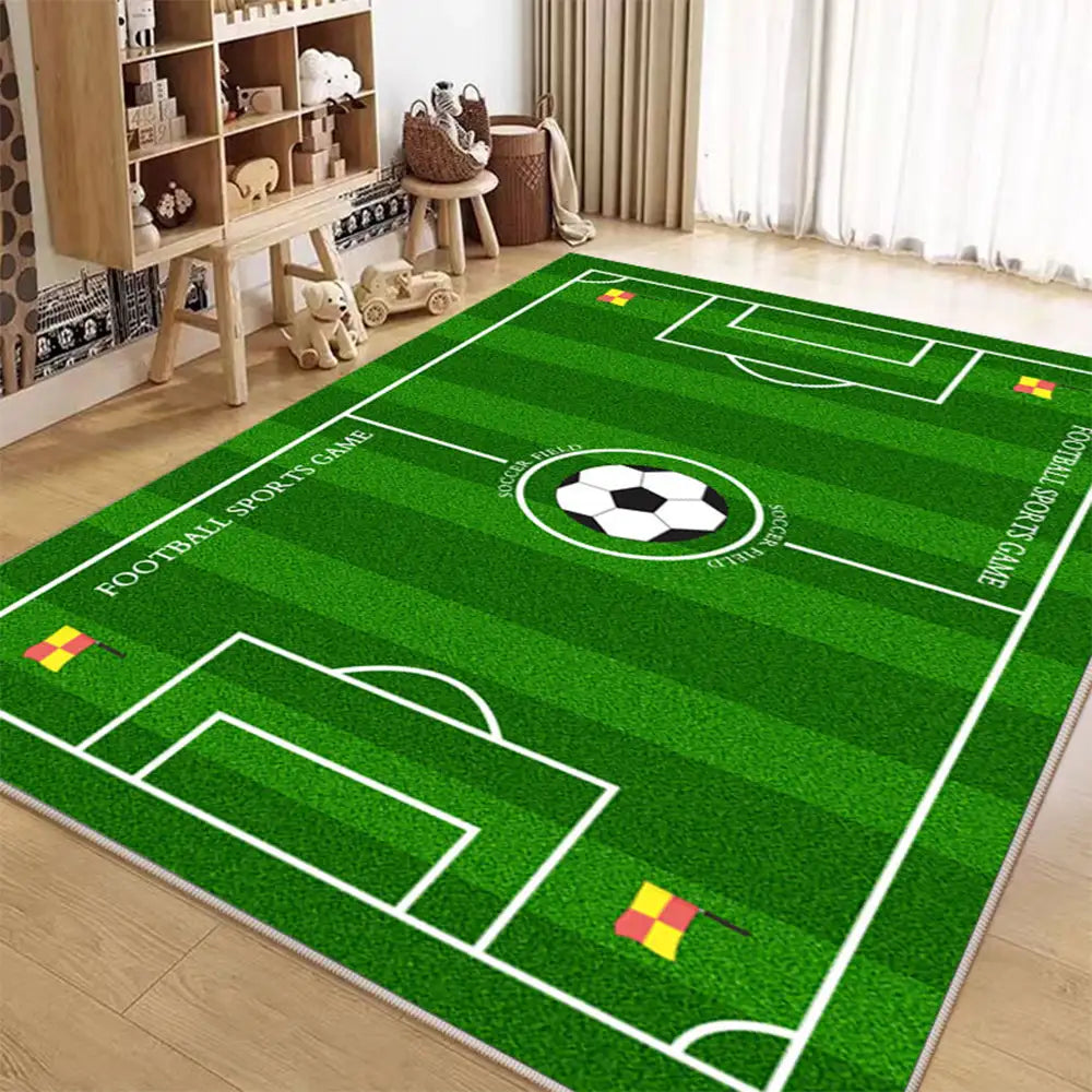 Football Field Pattern Scratch-Resistant Non-Slip Carpet