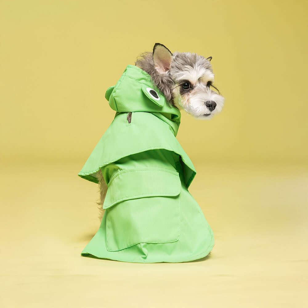 Frog-Inspired Waterproof Lightweight Dog Hooded Poncho Raincoat