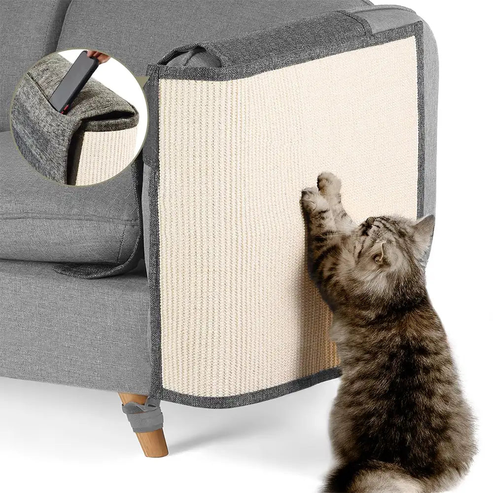 Fully Wrapped Cat Scratcher Mat Faux Sisal Sofa Armrest Protection Cats