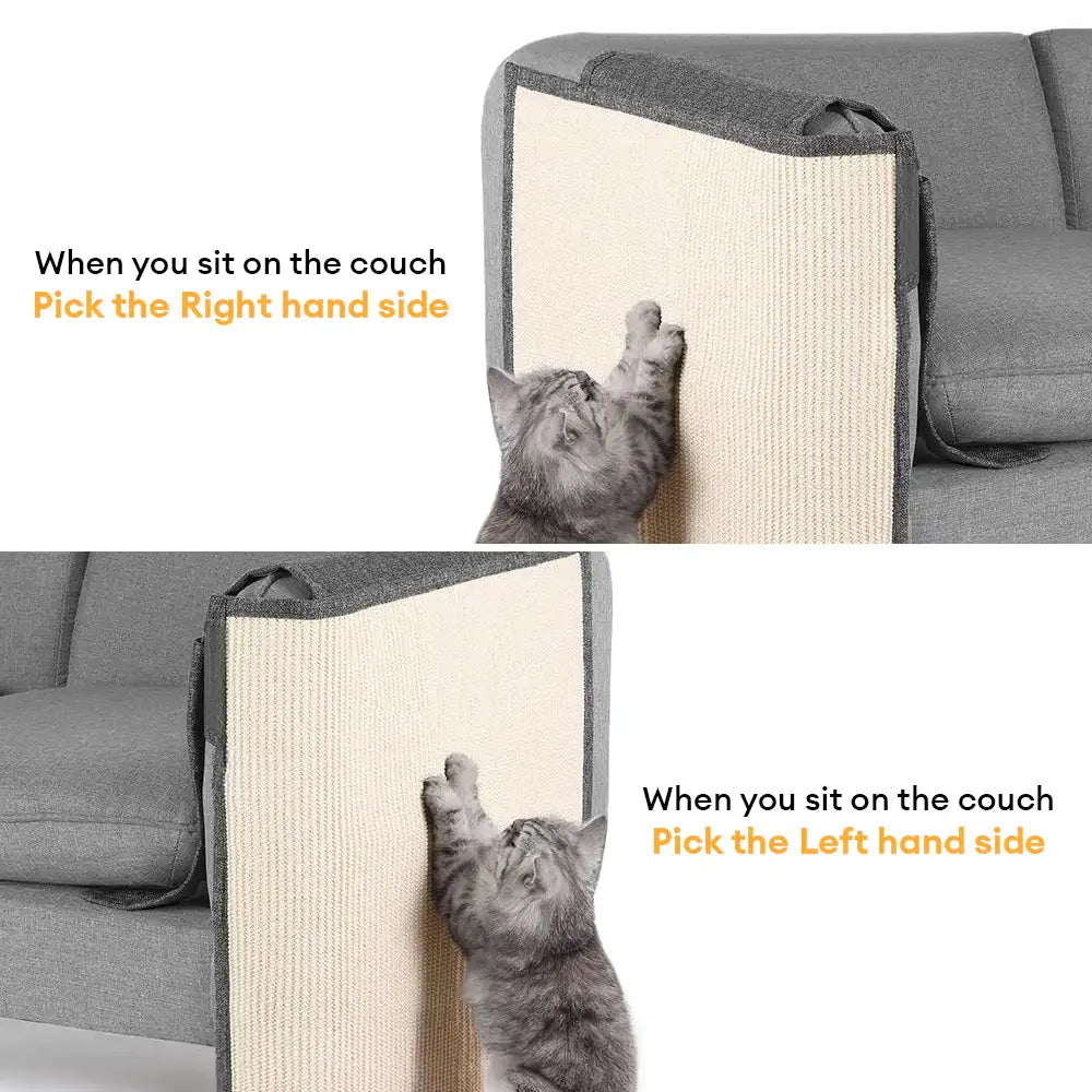 Fully Wrapped Cat Scratcher Mat Faux Sisal Sofa Armrest Protection for Cats