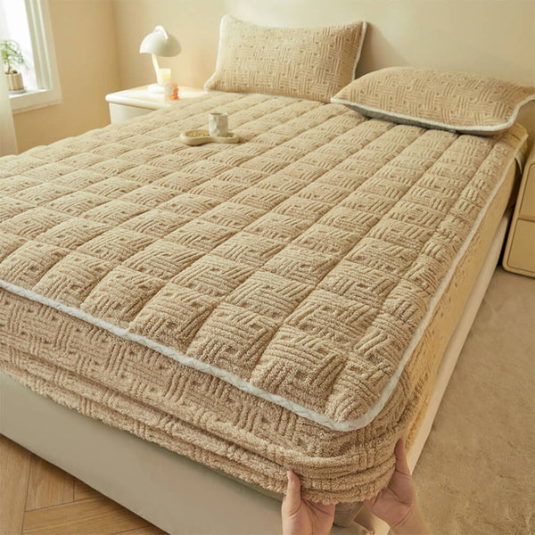 Geometric Square Thickened Soft Fitted Sheet Mattress Cover
