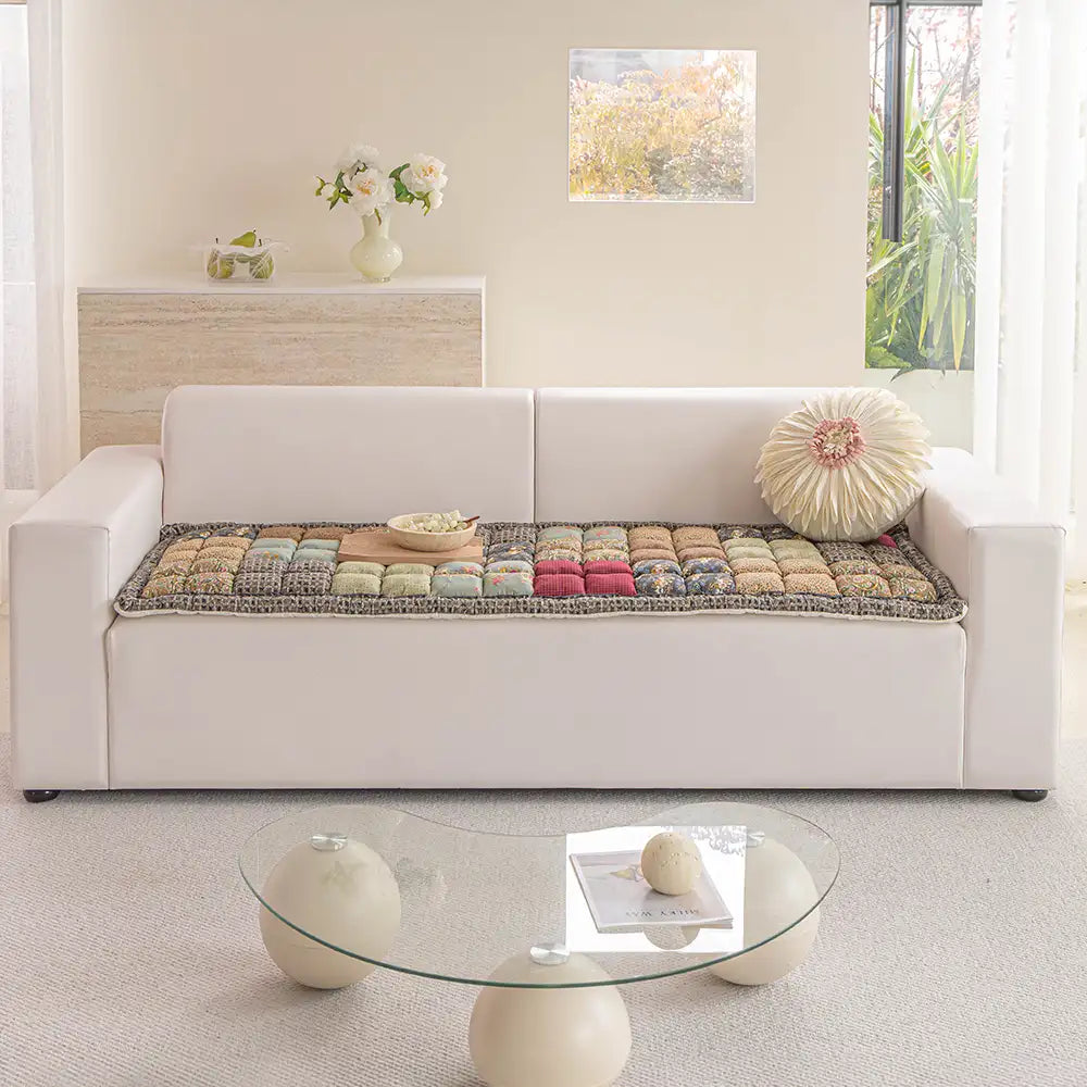Handmade Vintage Floral Soft Stuffed Pet Mat Non-Slip Couch Cover