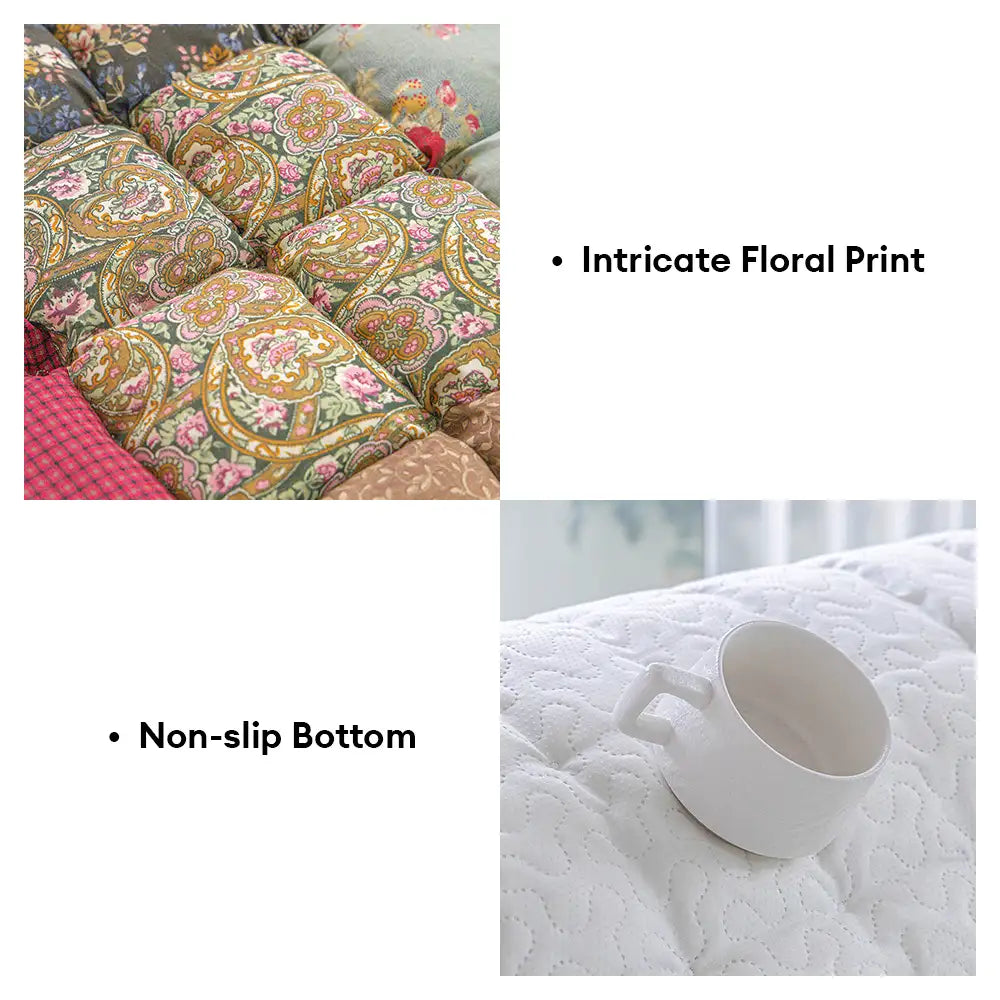 Handmade Vintage Floral Soft Stuffed Pet Mat Non-Slip Couch Cover