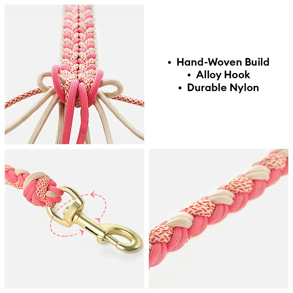 Heavy-Duty Hand-Woven Nylon Dog Leash for Medium and Large Dogs