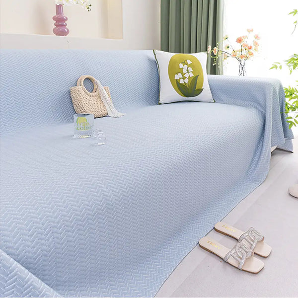 Herringbone Ice Silk Cooling Breathable Sofa Protector Washable Couch Cover