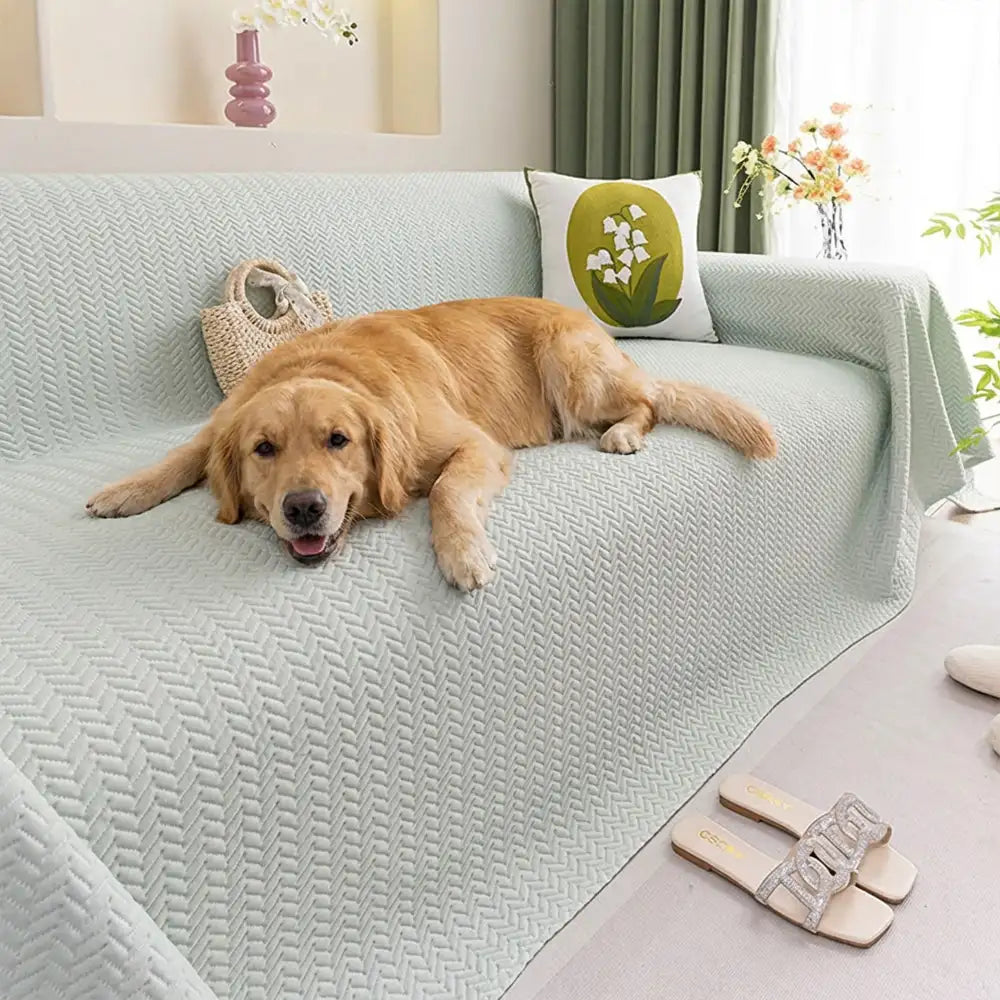 Herringbone Ice Silk Cooling Breathable Sofa Protector Washable Couch Cover