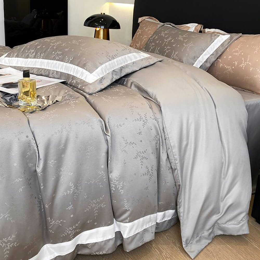 Jacquard Double Fabric Ice Silk Silky Comfort Bed Sheet Set