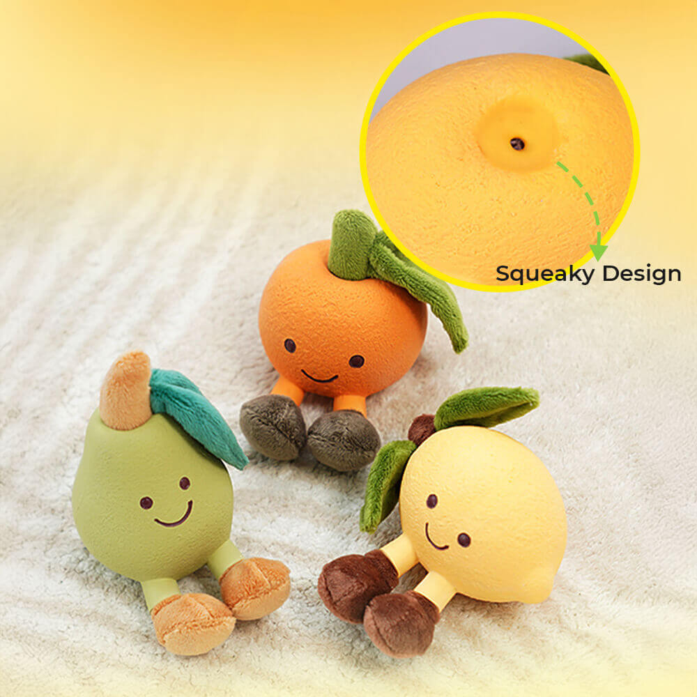 Latex Fruit Plush Squeaky Dog Toy Teeth Cleaning Toy