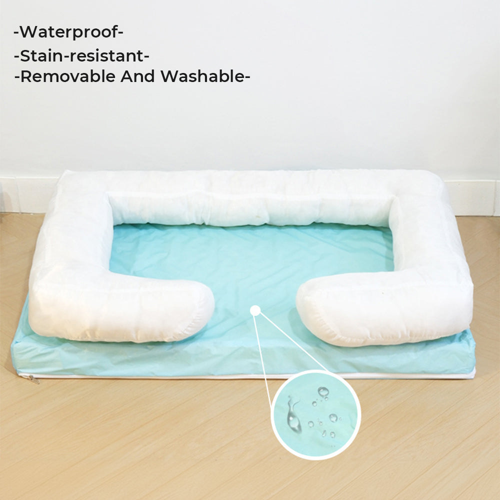 Long Plush - Square Surround Support Deep Sleep Dog Bed