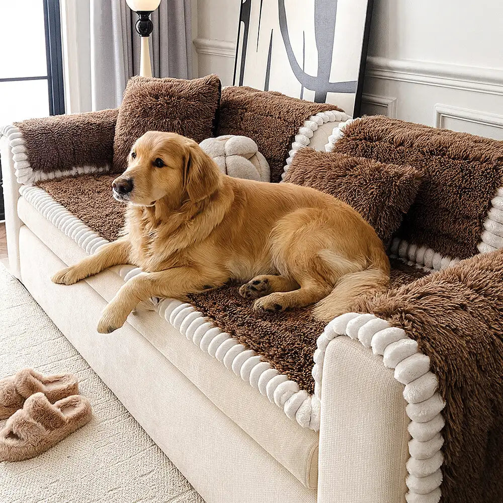 Luxury Fluffy Fluffy Plush engrosado cómodo cubierta de sofá sin deslizamiento