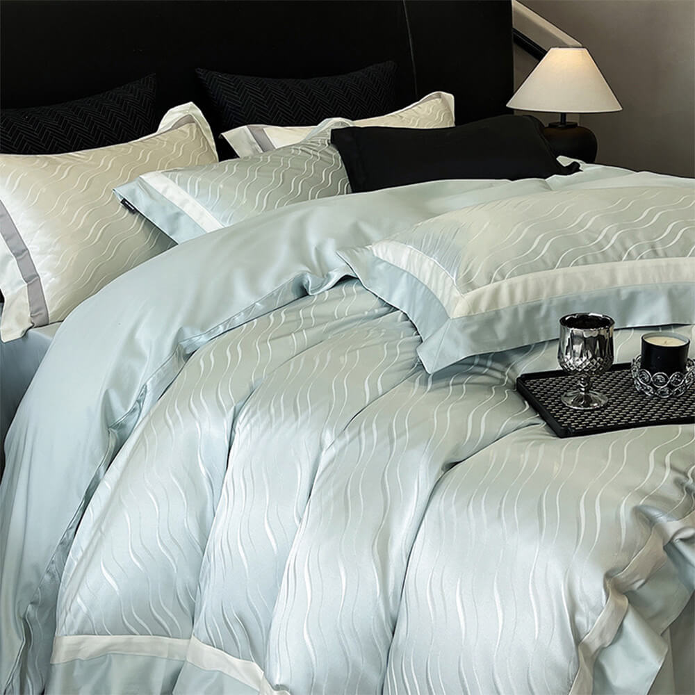 Luxury Long-Staple Cotton Wave Pattern Bed Sheet Set