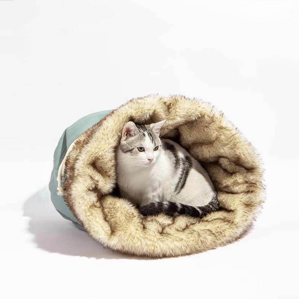 Luxury Warm Cozy Reversible Faux Fur Washable Cat Bed