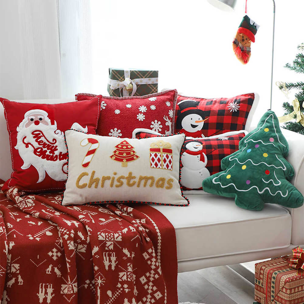 Merry Christmas Holiday Decorative Lumbar Home Sofa Pillow