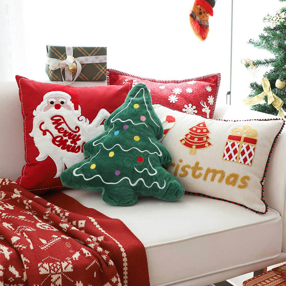 Merry Christmas Holiday Decorative Lumbar Home Sofa Pillow