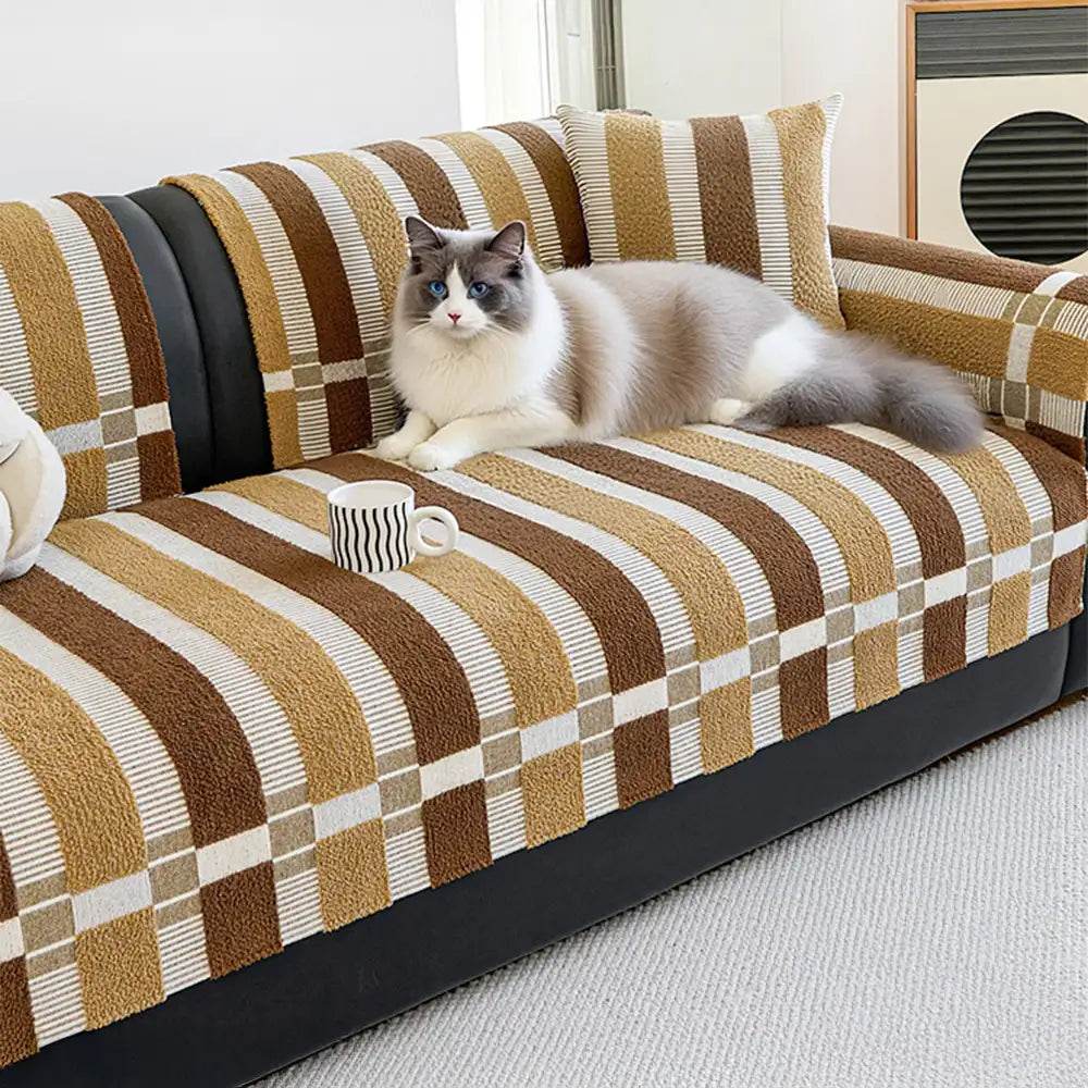 Chenille Art Corrugated Breatable No-Slip Couch Cover Coach