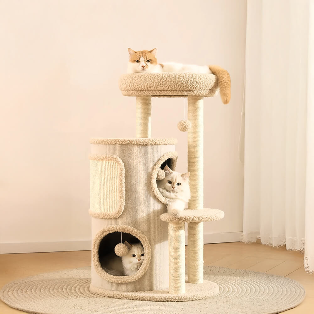 Modern 4-Tier Multi-Purpose Cat Tree Tower with Scratching Post