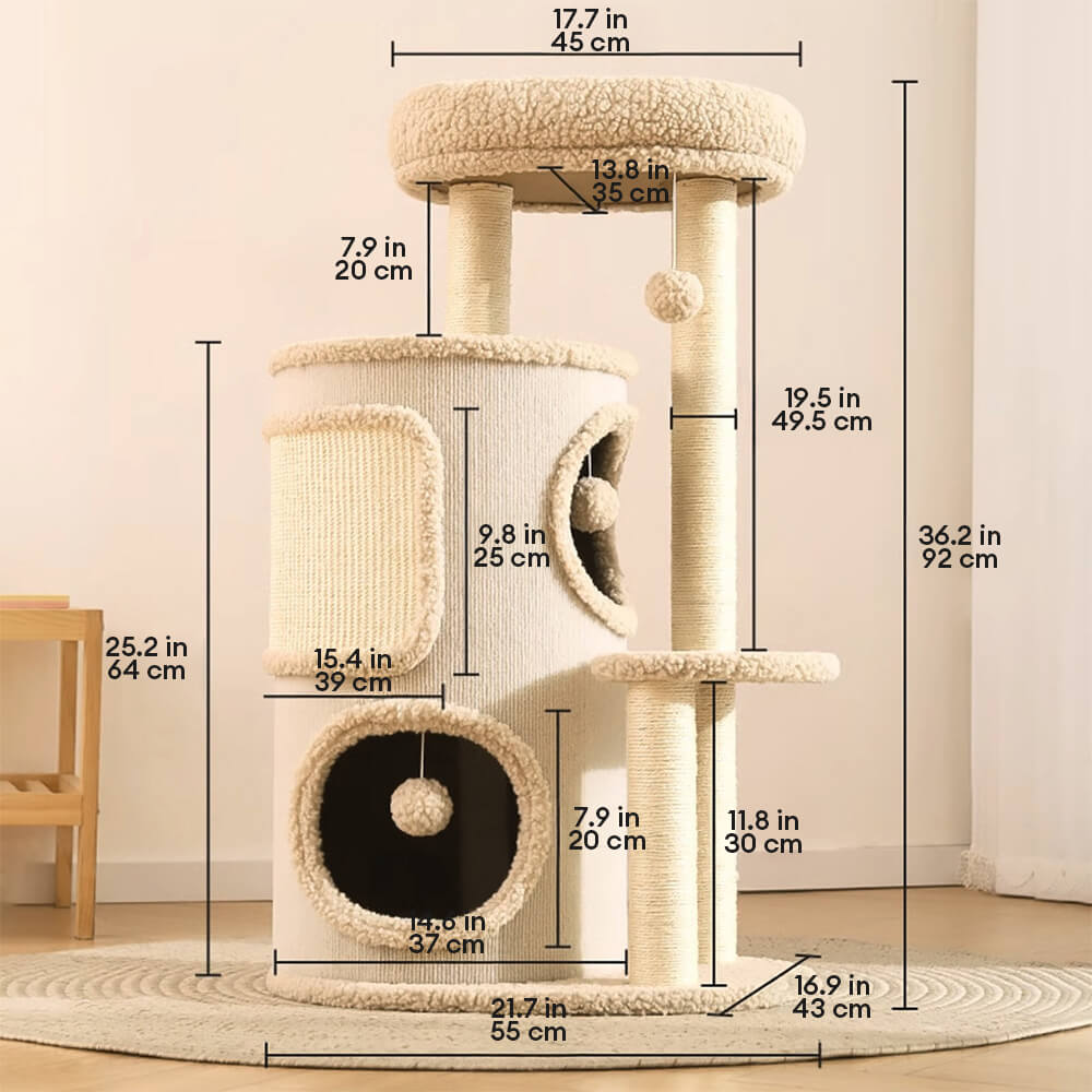 Modern 4-Tier Multi-Purpose Cat Tree Tower with Scratching Post