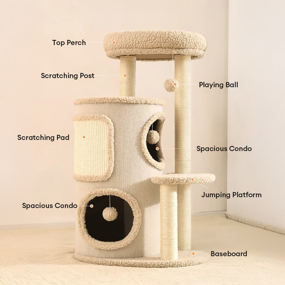 Modern 4-Tier Multi-Purpose Cat Tree Tower with Scratching Post