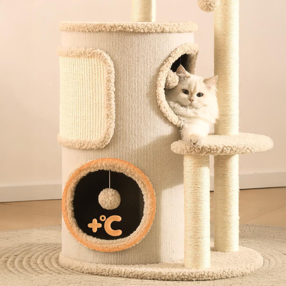 Modern 4-Tier Multi-Purpose Cat Tree Tower with Scratching Post