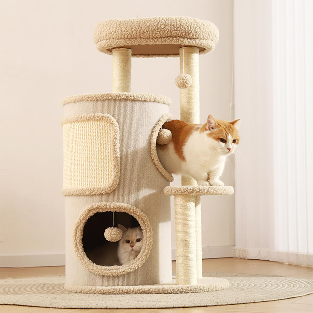 Modern 4-Tier Multi-Purpose Cat Tree Tower with Scratching Post