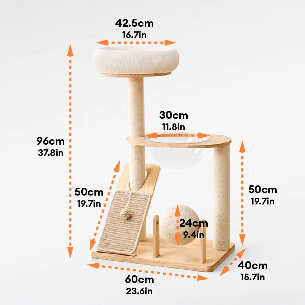 Modern Wooden Multi-Functional Play And Scratching Cat Tree with Space Capsule