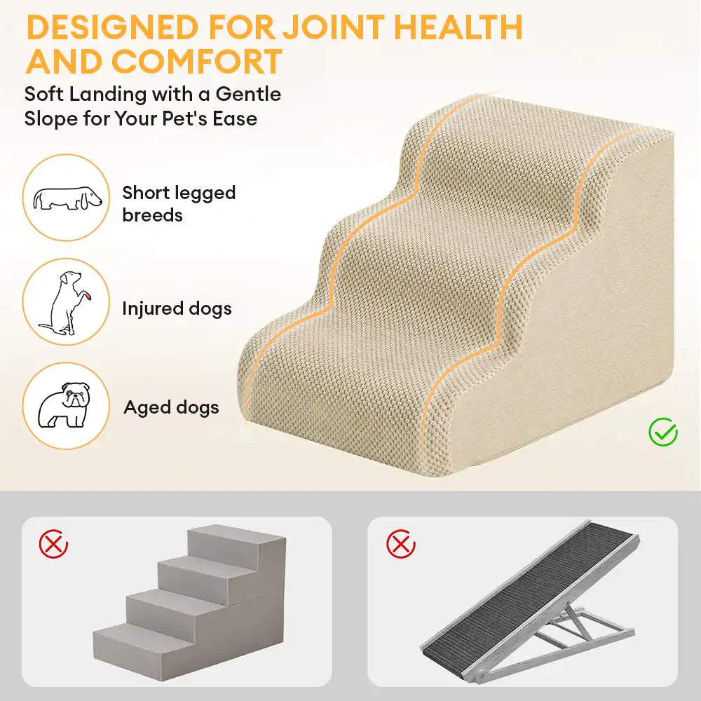 Amazon Foam Dog Steps Small Dog Ramp Washable Puppy Stairs, 3-Tier