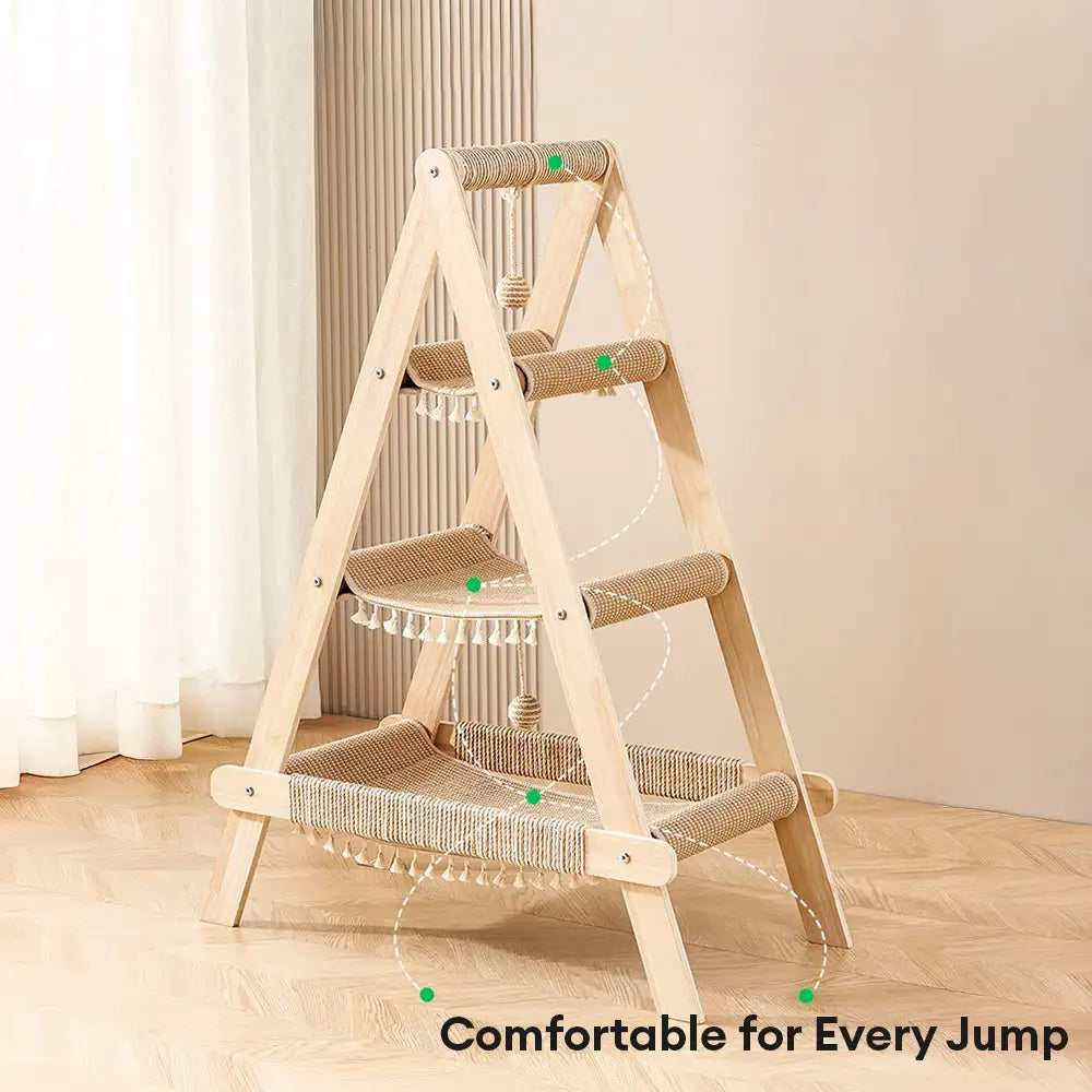 Multi-Cat Family Hammock-Style Wooden Cat Tree - 3 in 1