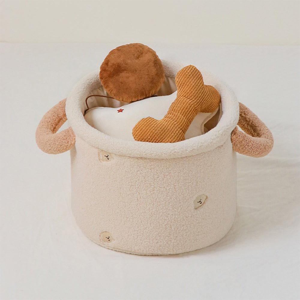 Multi-Functional Durable Plush Dog Toy Storage Basket