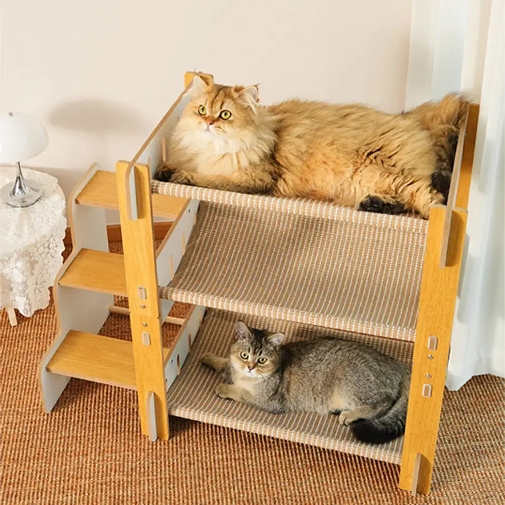 Multi-Tiered Faux Sisal Cat Scratching Cat Hammock with Stairs