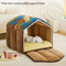 Plaid Retro Cozy Cave-Style Warm Deep Sleeping Dog & Cat Bed - Retro House