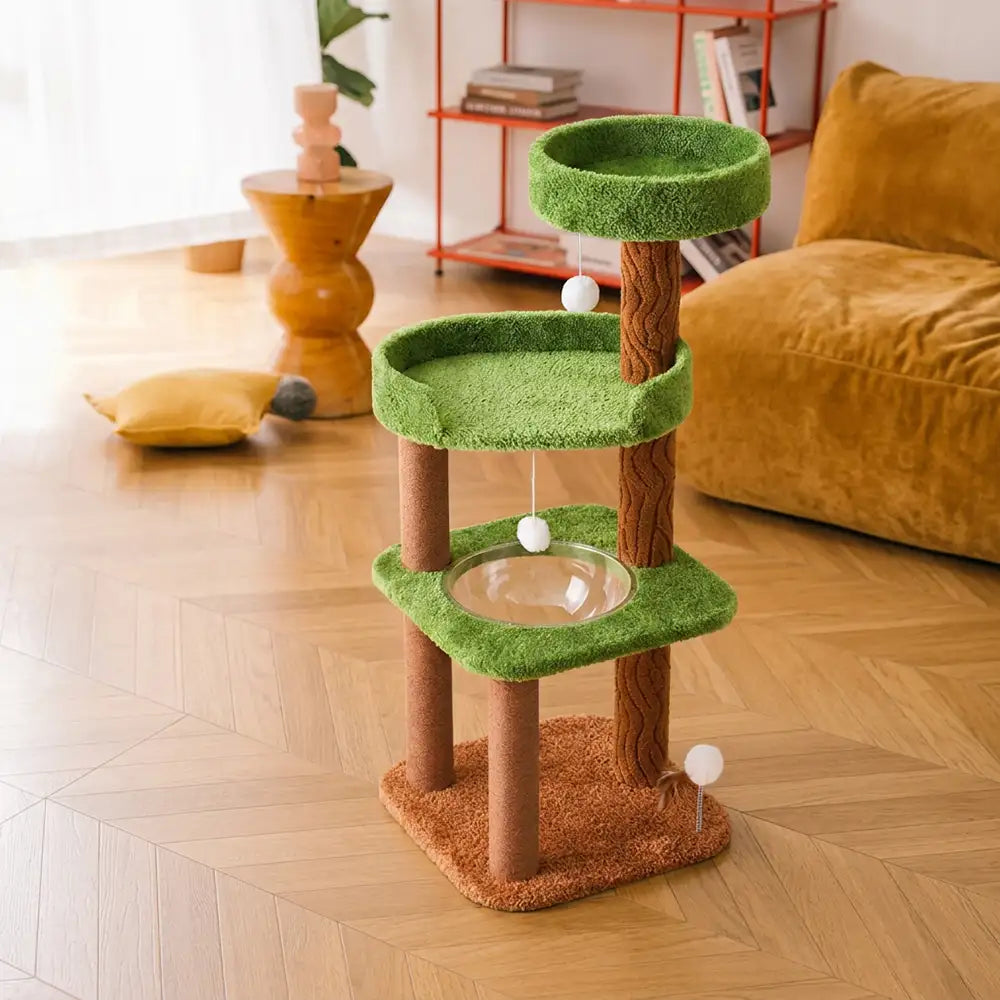 Playful Multi-Level Plush Activity Center  Cat Tree with Space Capsule