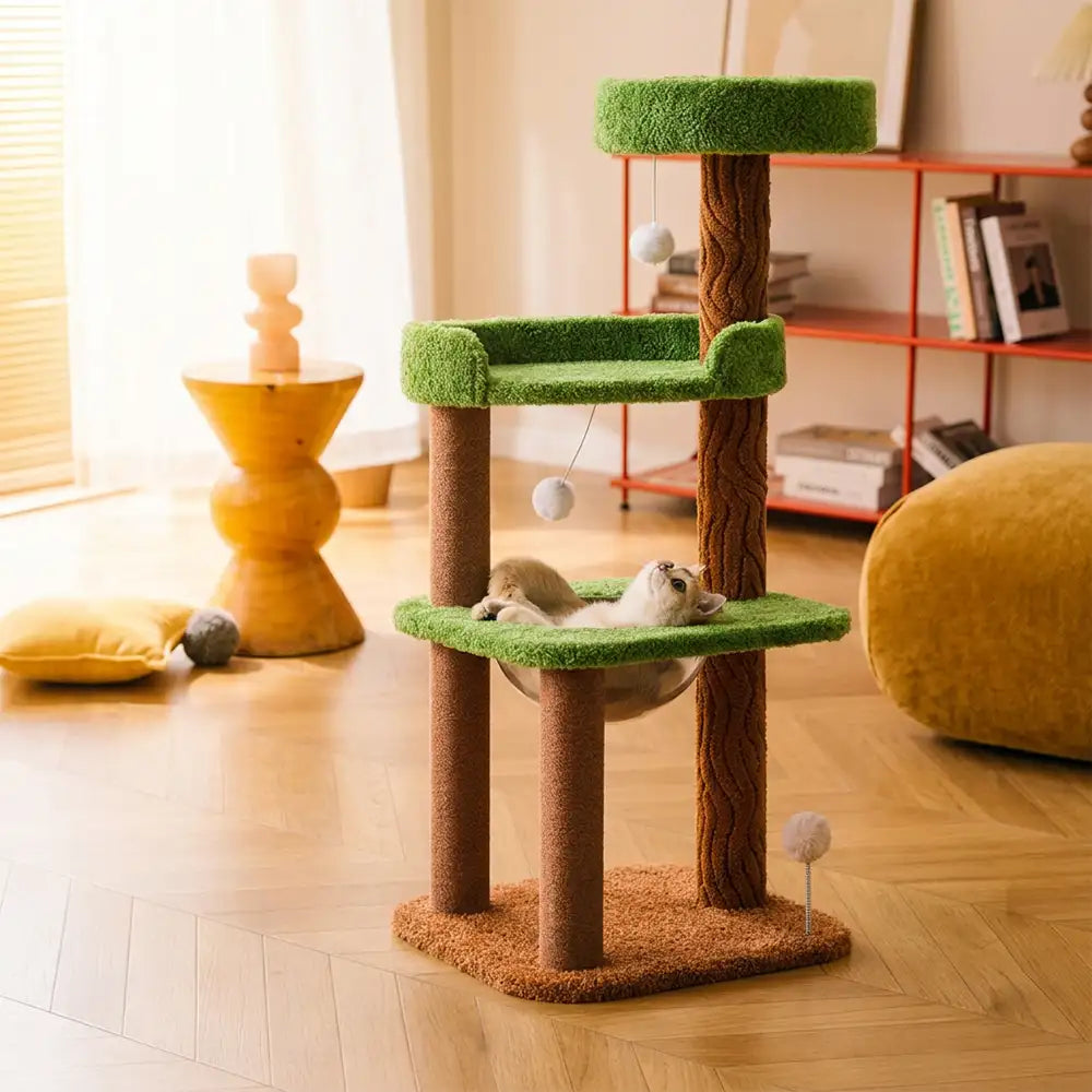 Playful Multi-Level Plush Activity Center  Cat Tree with Space Capsule
