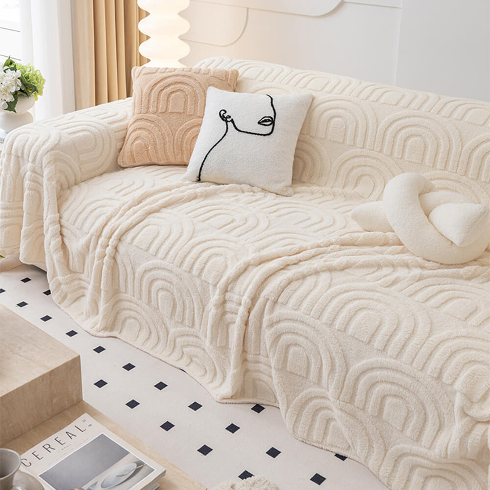 Plush Arch Pattern Modern Dual-Use Throw Blanket Couch Cover